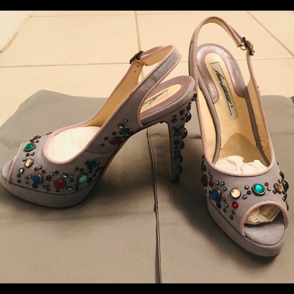 Brian Atwood Heels with Multicoloured Jewels - Picture 2 of 8